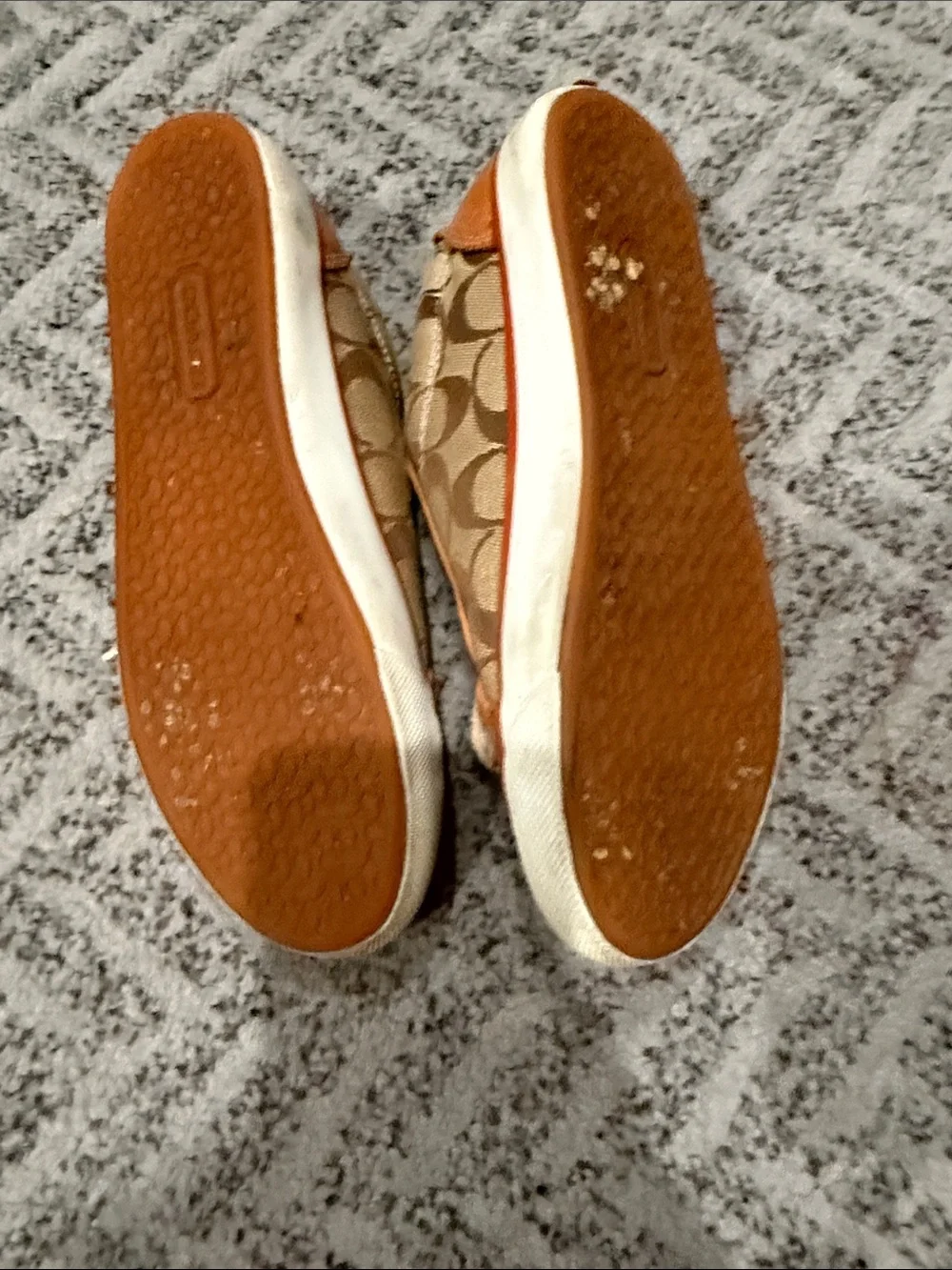 Coach Khaki Signature Canvas Sneakers with Orange Lining